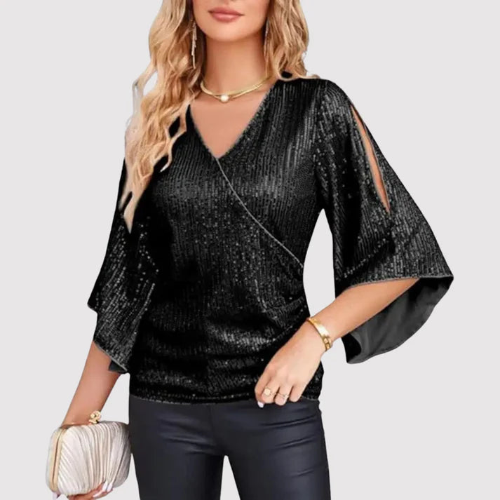 Casual Sequin V-Hals Top | Rachelle Top