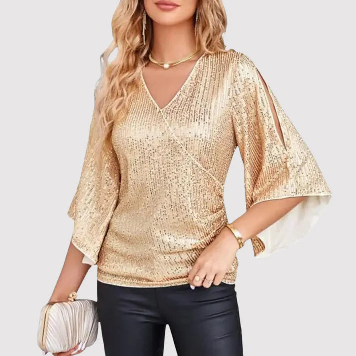 Casual Sequin V-Hals Top | Rachelle Top