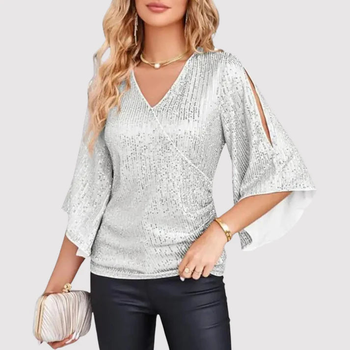 Casual Sequin V-Hals Top | Rachelle Top