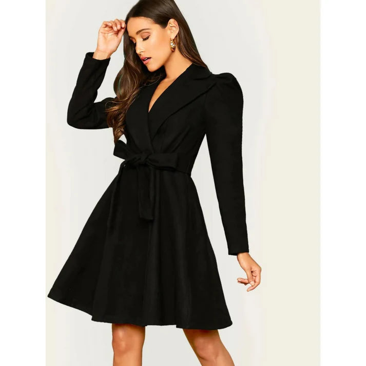 Wollen Jas met Fleece Voering en Riem | Rivka Jas