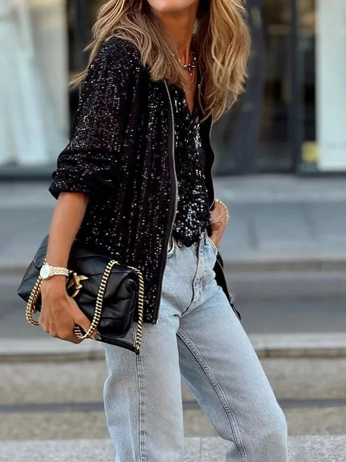 Vrouwen Glitter Jas | Quinette Jas