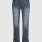 Midden taille Flamingo Geborduurde Jeans | Belka jeans