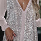 Lange Mouw Sequin V-Hals Bloes | Wiesbeth Bloes