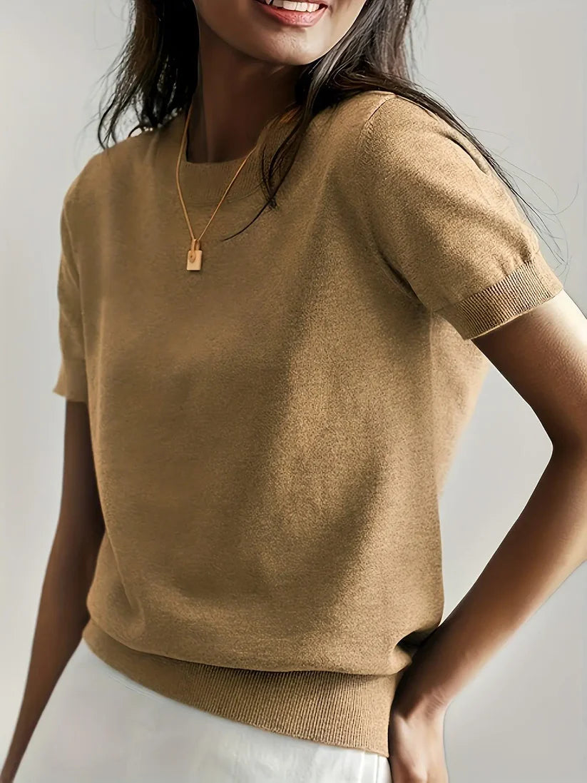 Trendy Zomer T-shirt in Sweaterstijl  | Drinia