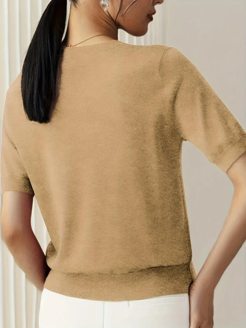 Trendy Zomer T-shirt in Sweaterstijl  | Drinia
