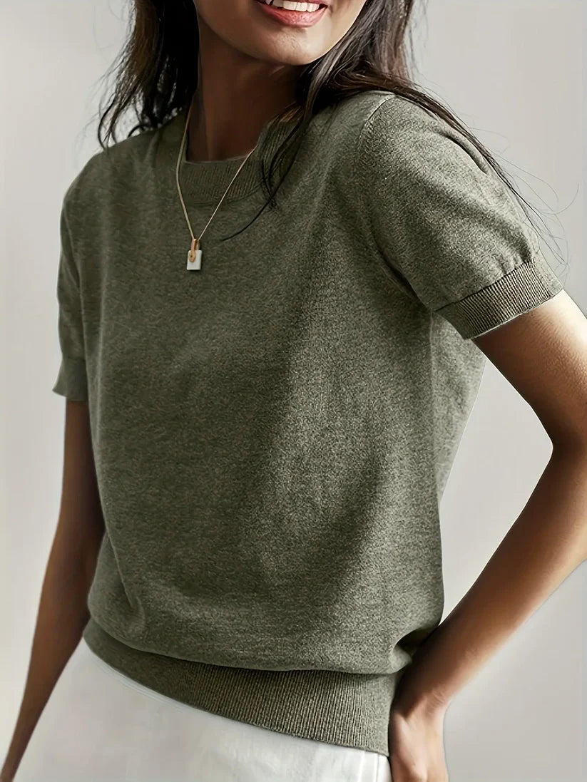 Trendy Zomer T-shirt in Sweaterstijl  | Drinia