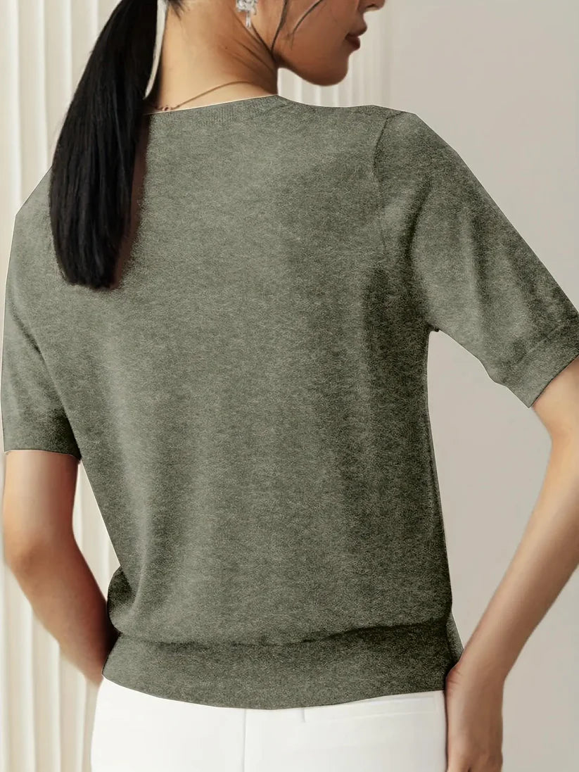 Trendy Zomer T-shirt in Sweaterstijl  | Drinia