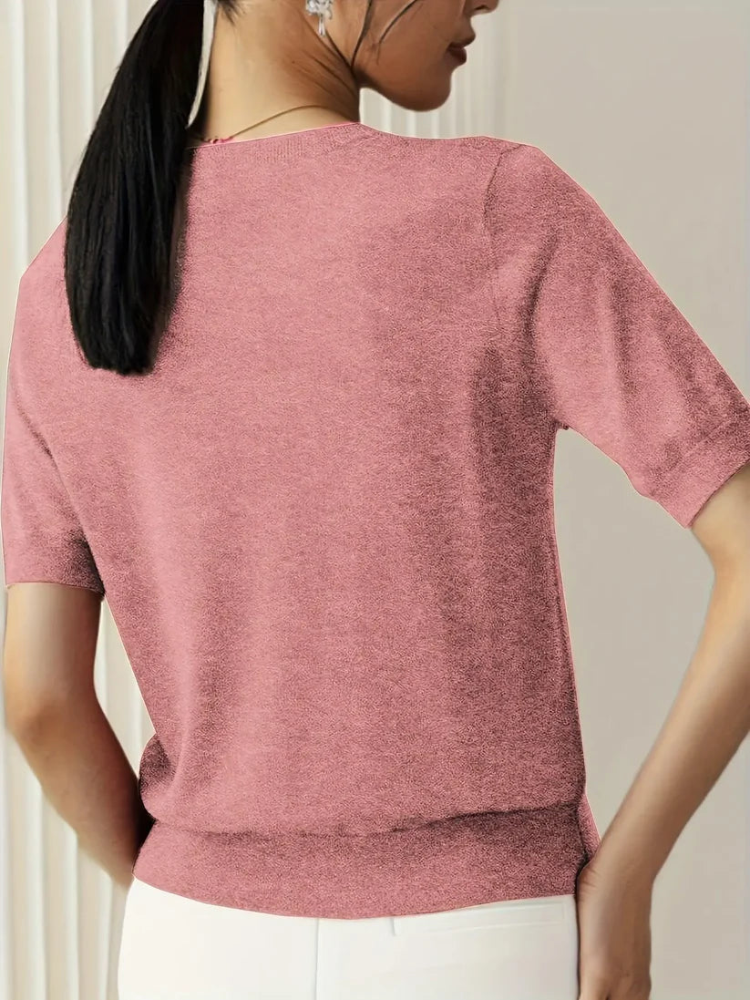 Trendy Zomer T-shirt in Sweaterstijl  | Drinia