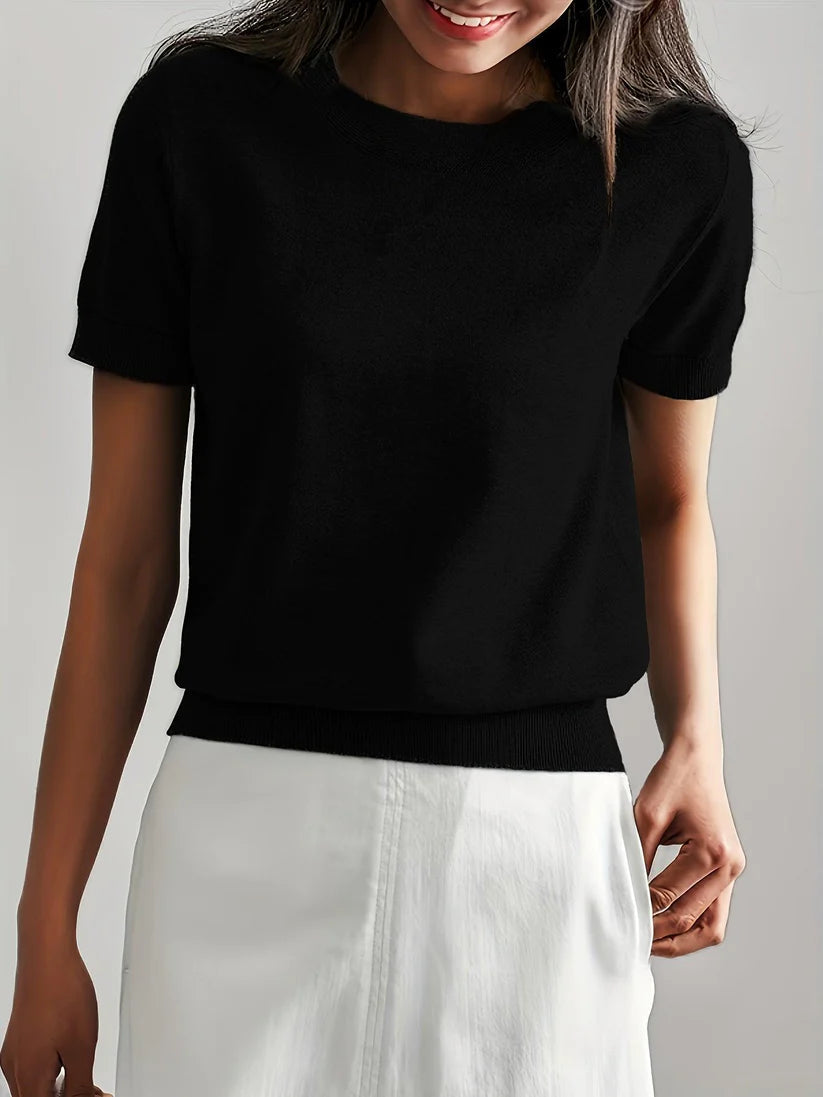 Trendy Zomer T-shirt in Sweaterstijl  | Drinia