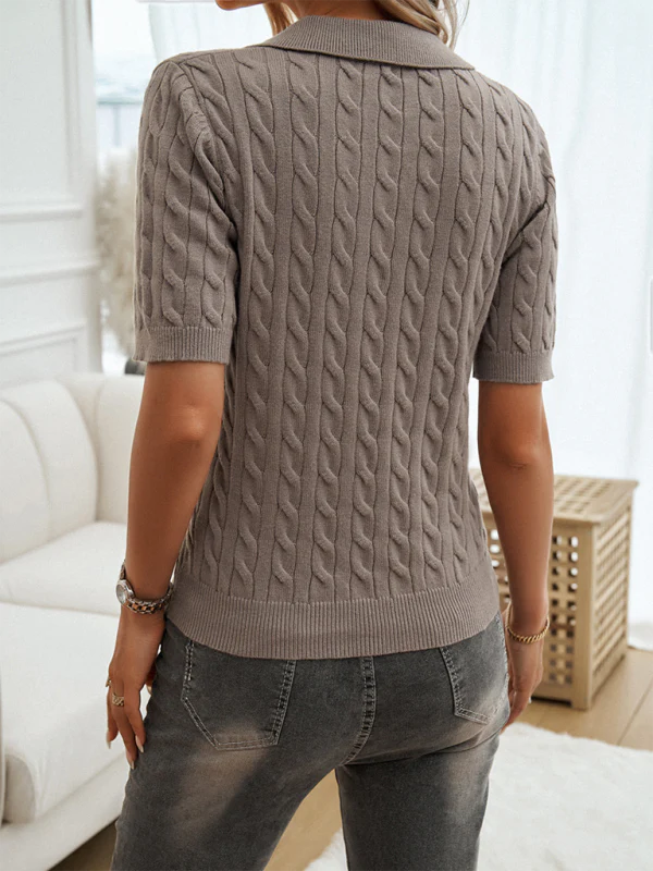 Slim Fit V-hals Kabelgebreide Top | Wybia Top