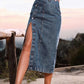 Denim Rok met Split en Knopen | Doreen